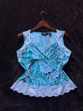 Y2K Paisley & Lace Tank 🩵